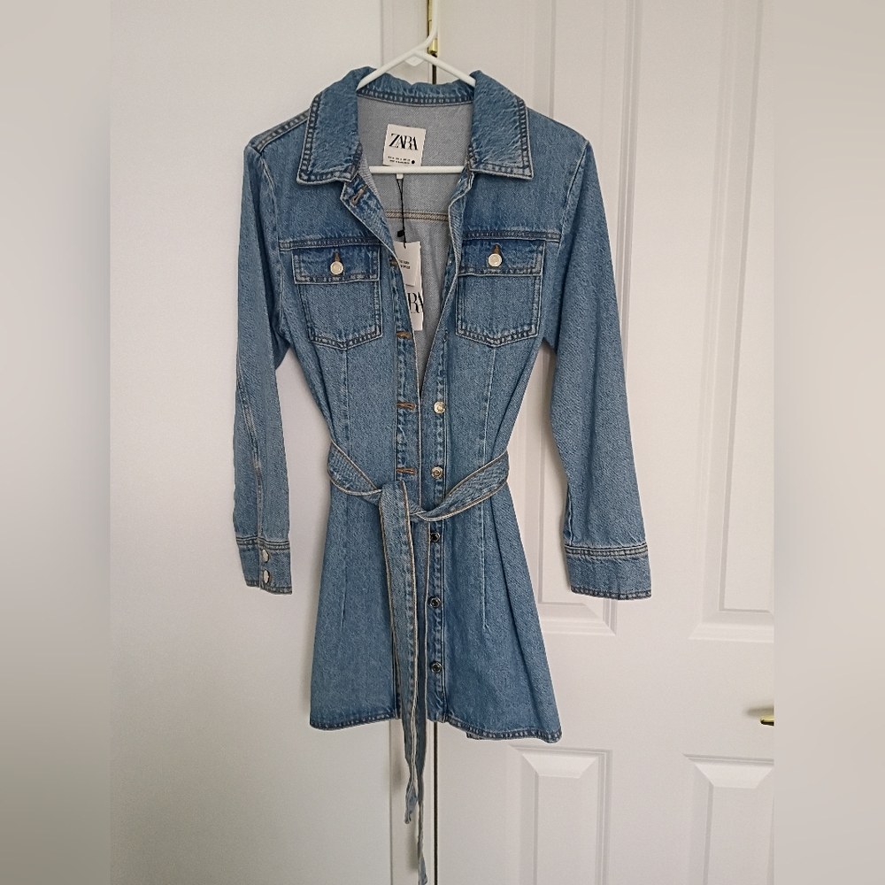 Zara Blue Denim Shirt Dress